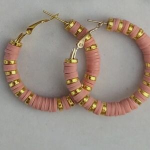 Pink and Gold Hoop Earrings